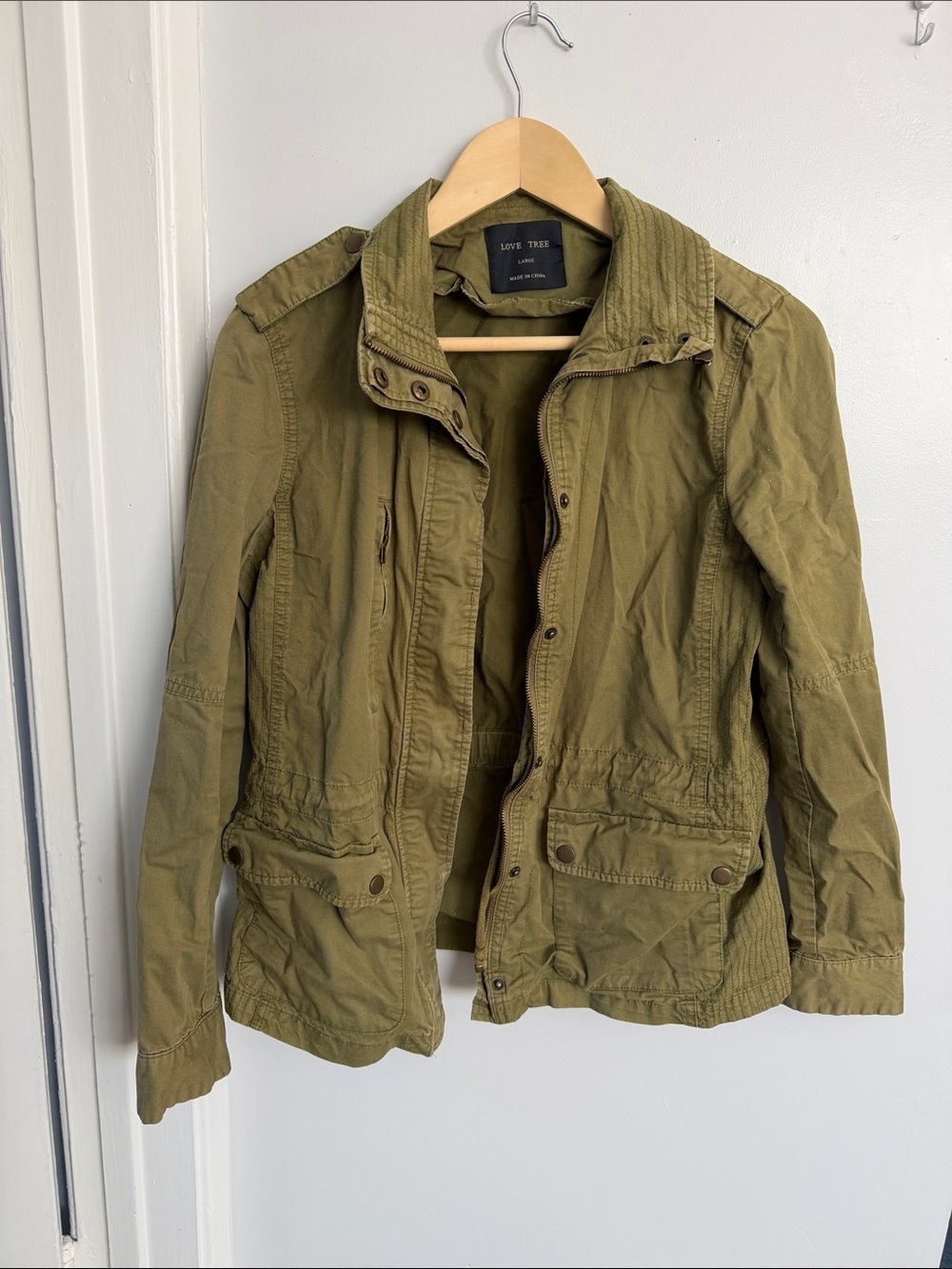 Love Tree Military Field Jacket in Olive size L